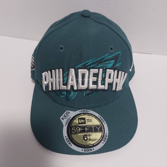 New Era NFL Philadelphia Eagles Kids Cap Size 6 1/2 Fitted Green Brand New - Picture 1 of 4